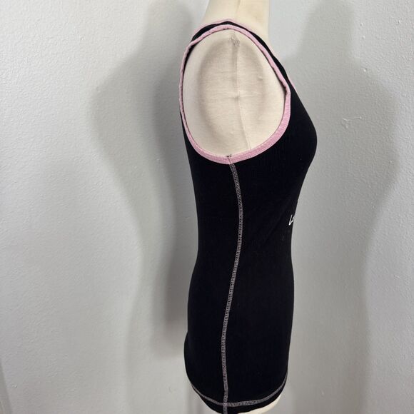 Lazy One Tank Top Womens Large Black lazy bones Graphic Goth Ribbed Y2K 90s - Picture 4 of 8